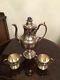Hand Chased Roger Smith Silver-plate Tea Pot Set Sugar Creamer Grapes And Vines