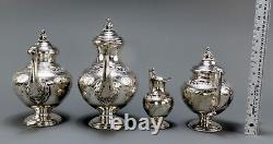Handsome c1870 4pc American Silver Plate Tea Set Hand Engraved