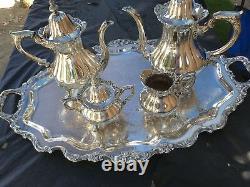 Heavy Silver WALLACE SILVER Tray and COFFEE & TEA SERVICE