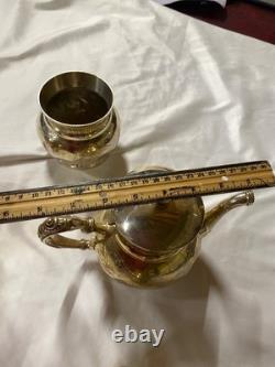 Homan SilverPlate 6pc Antique Quadruple Tea Set Intricate Floral Etch Excellent