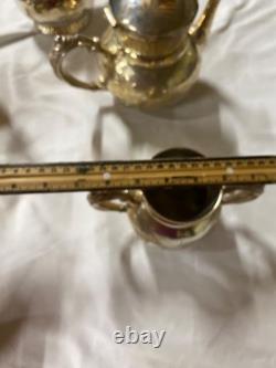 Homan SilverPlate 6pc Antique Quadruple Tea Set Intricate Floral Etch Excellent