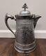 Huge Ornate Southington Victorian Silver Plate Coffee Tea Pot Flowers Gray Heron