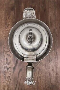 Huge Ornate Southington Victorian Silver Plate Coffee Tea Pot Flowers Gray Heron