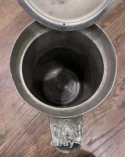 Huge Ornate Southington Victorian Silver Plate Coffee Tea Pot Flowers Gray Heron