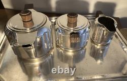 Icon! 1933 Luc Lanel Christofle Art Deco Silver Plate Tea /coffee Milk Sugar Set