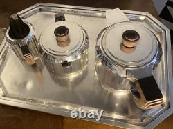 Icon! 1933 Luc Lanel Christofle Art Deco Silver Plate Tea /coffee Milk Sugar Set