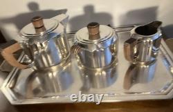 Icon! 1933 Luc Lanel Christofle Art Deco Silver Plate Tea /coffee Milk Sugar Set