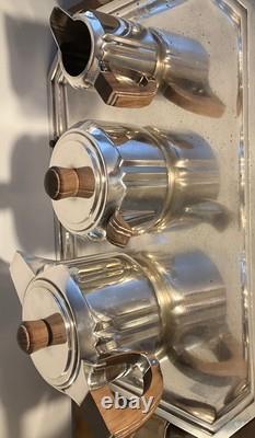 Icon! 1933 Luc Lanel Christofle Art Deco Silver Plate Tea /coffee Milk Sugar Set
