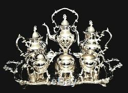 Impressive Birmingham Silver Co. Full 7 Piece Silverplate Coffee and Tea Service