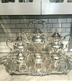 Impressive Birmingham Silver Co. Full 7 Piece Silverplate Coffee and Tea Service