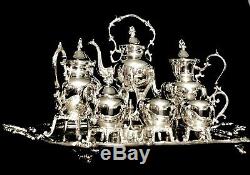 Impressive Birmingham Silver Co. Full 7 Piece Silverplate Coffee and Tea Service