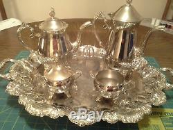 International Silver Coffee & Tea set with footed waiter tray