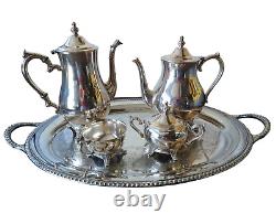 International Silver Company 5 Piece Tea/Coffee/ Set w Oval Handled Butler Tray