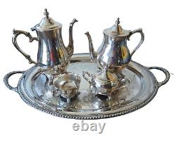 International Silver Company 5 Piece Tea/Coffee/ Set w Oval Handled Butler Tray