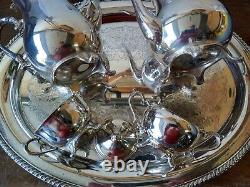 International Silver Company 5 Piece Tea/Coffee/ Set w Oval Handled Butler Tray