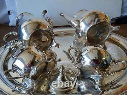 International Silver Company 5 Piece Tea/Coffee/ Set w Oval Handled Butler Tray