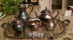 International Silver/Wilcox S. P. Vintage 6 Pc Du Barry Coffee Tea Service