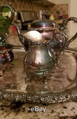 International Silver/Wilcox S. P. Vintage 6 Pc Du Barry Coffee Tea Service