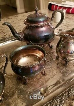 International Silver/Wilcox S. P. Vintage 6 Pc Du Barry Coffee Tea Service