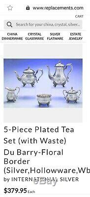 International Silver/Wilcox S. P. Vintage 6 Pc Du Barry Coffee Tea Service