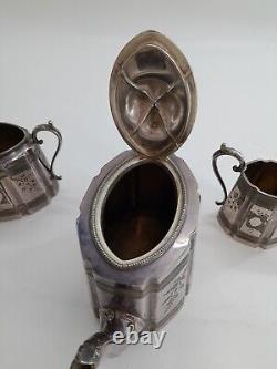 James Dixon & Son 3 Piece EPBM Tea Set Silver Plated Rural Magpie Design