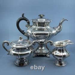 James Dixon & Sons Silverplate Large 3 Piece Tea Set Teapot Creamer Sugar Bowl