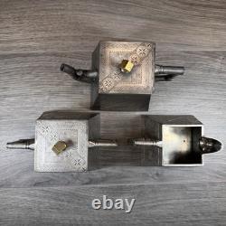 James W Tufts Silver Plated Cubist Square Aesthetic Movement Tea Set 1900