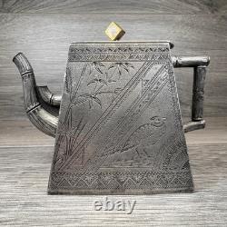 James W Tufts Silver Plated Cubist Square Aesthetic Movement Tea Set 1900