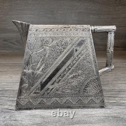 James W Tufts Silver Plated Cubist Square Aesthetic Movement Tea Set 1900