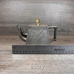 James W Tufts Silver Plated Cubist Square Aesthetic Movement Tea Set 1900