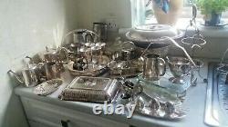 Job Lot Vintage Silver Plated Items -tea Pots Etc Incl Pewter Tankards