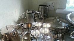 Job Lot Vintage Silver Plated Items -tea Pots Etc Incl Pewter Tankards