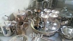 Job Lot Vintage Silver Plated Items -tea Pots Etc Incl Pewter Tankards