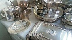 Job Lot Vintage Silver Plated Items -tea Pots Etc Incl Pewter Tankards