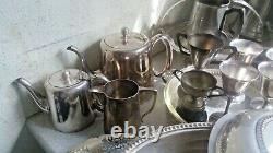 Job Lot Vintage Silver Plated Items -tea Pots Etc Incl Pewter Tankards