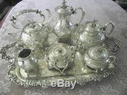 John Turton Silverplate Tea/coffee Tea Set Ornate Repousse Eagle Finial England