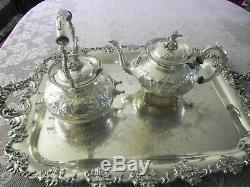 John Turton Silverplate Tea/coffee Tea Set Ornate Repousse Eagle Finial England