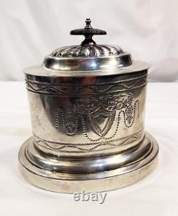 Jordan Sheffield Collection Silver Plate Etched Floral Biscuit Box Tea Caddy