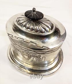 Jordan Sheffield Collection Silver Plate Etched Floral Biscuit Box Tea Caddy