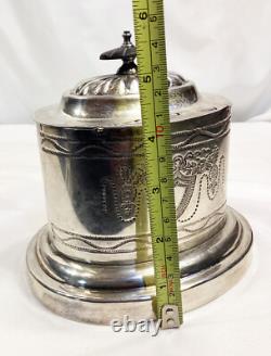 Jordan Sheffield Collection Silver Plate Etched Floral Biscuit Box Tea Caddy