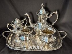 LANCASTER ROSE 4 PIECE SILVER TEA SET and TRAY Both Made By Poole