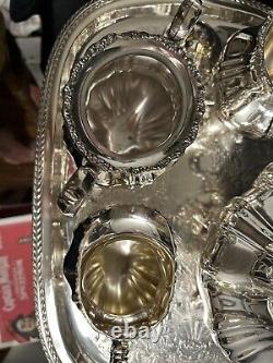LANCASTER ROSE 4 PIECE SILVER TEA SET and TRAY Both Made By Poole