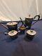 Lunt Silver Plate 5 Piece Set Coffee Pot, Tea Pot, Creamer, 2 Sugars 100-e