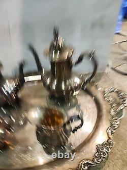 Lancaster Rose Coffee & Tea set by Poole 400 EPCA Silver Plate 4 Pc NO TRAY