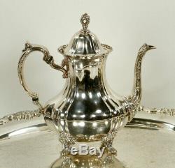 Lancaster Rose EPNS 400 Coffee Tea Service Silver Plate Footed By Poole 6 piece