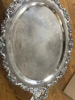 Lancaster Rose EPNS 400 Coffee Tea Service Silver Plate Footed By Poole 6 piece