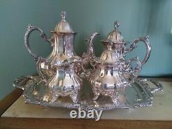 Lancaster Rose Poole Silver Co Holloware Silverplate Coffee Tea Serving Set