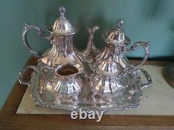 Lancaster Rose Poole Silver Co Holloware Silverplate Coffee Tea Serving Set