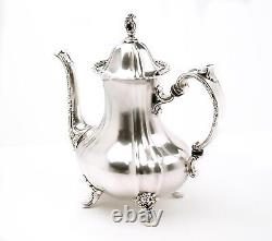 Lancaster Rose by Poole, Silver Plate Coffee Tea Set of 4, Antique SLV106