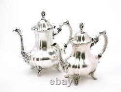 Lancaster Rose by Poole, Silver Plate Coffee Tea Set of 4, Antique SLV106